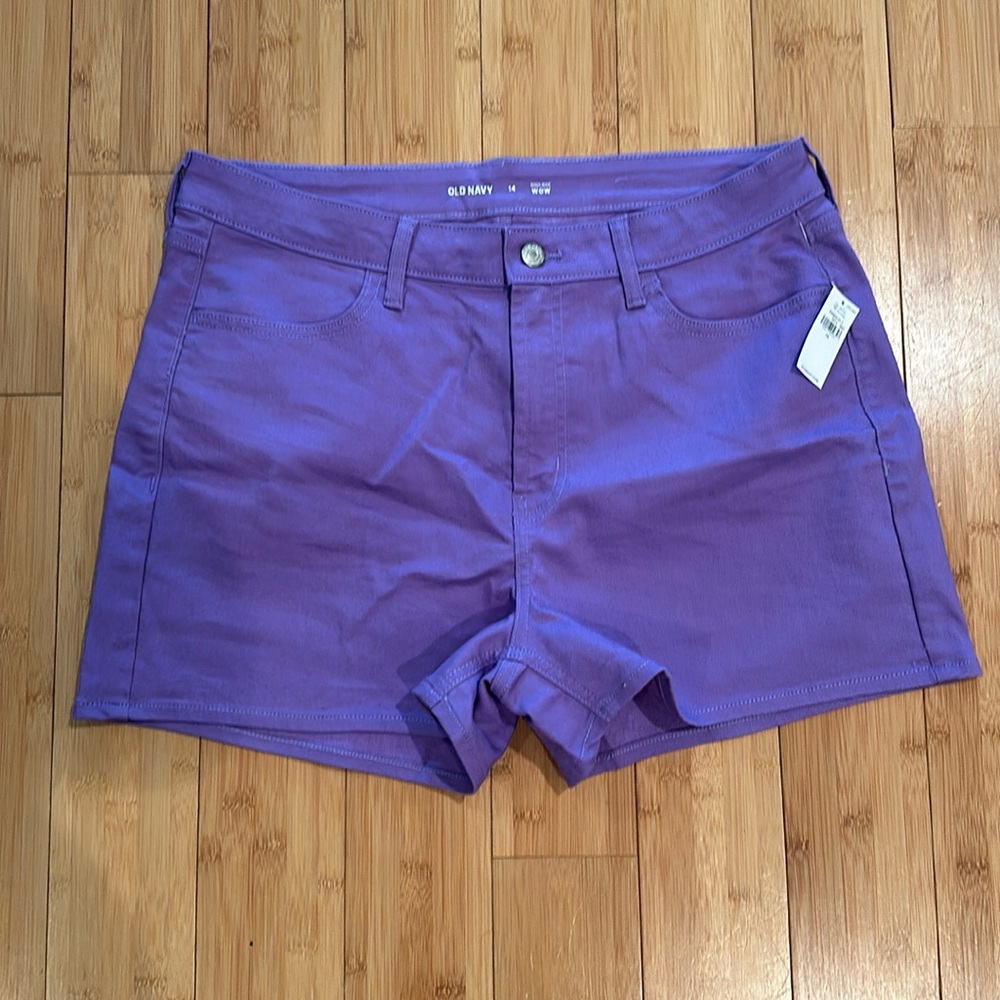 Old Navy Purple High Rise Shorts Sz 14 NWT